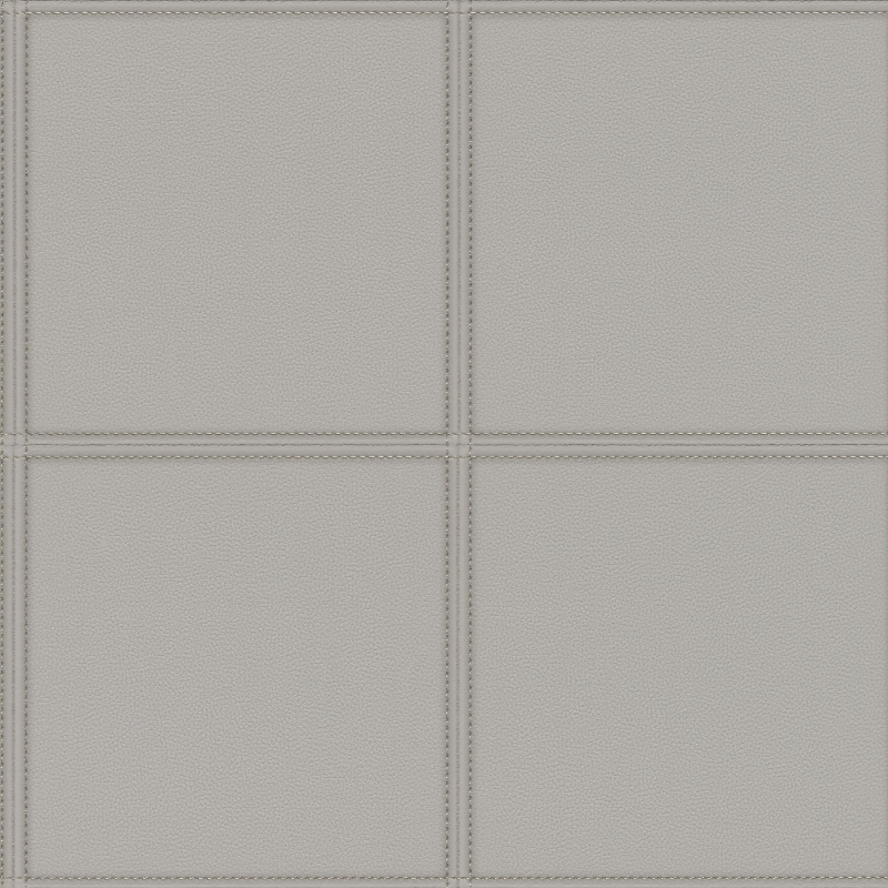 Grey Leather Stitched Tile Panel Feature Wallpaper