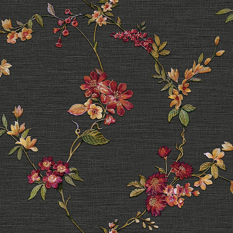Fabric Touch Flower Feature Wallpaper