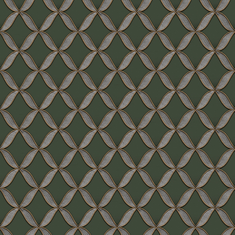 Fabric Touch Geometric Emerald Green Feature Wallpaper