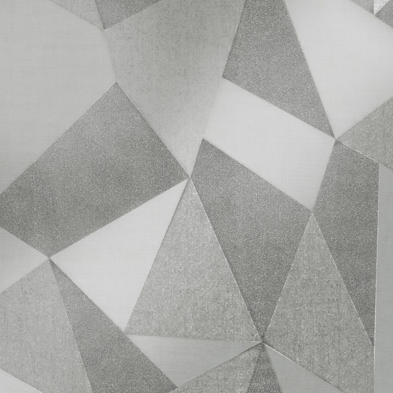 Fractal Geometric Soft Silver Grey Feature Wallpaper