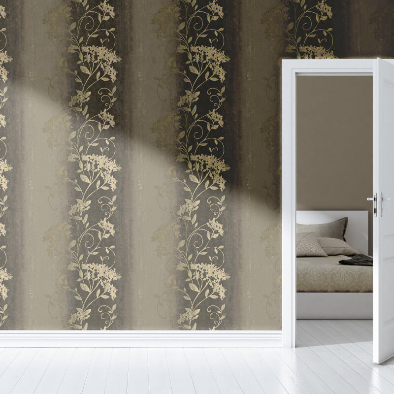 Sienna Stripe Black & Gold Wallpaper