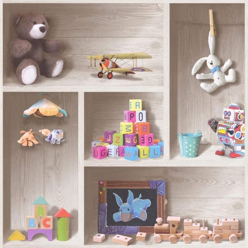 Playroom Childrens Toys Glitter Wallpaper