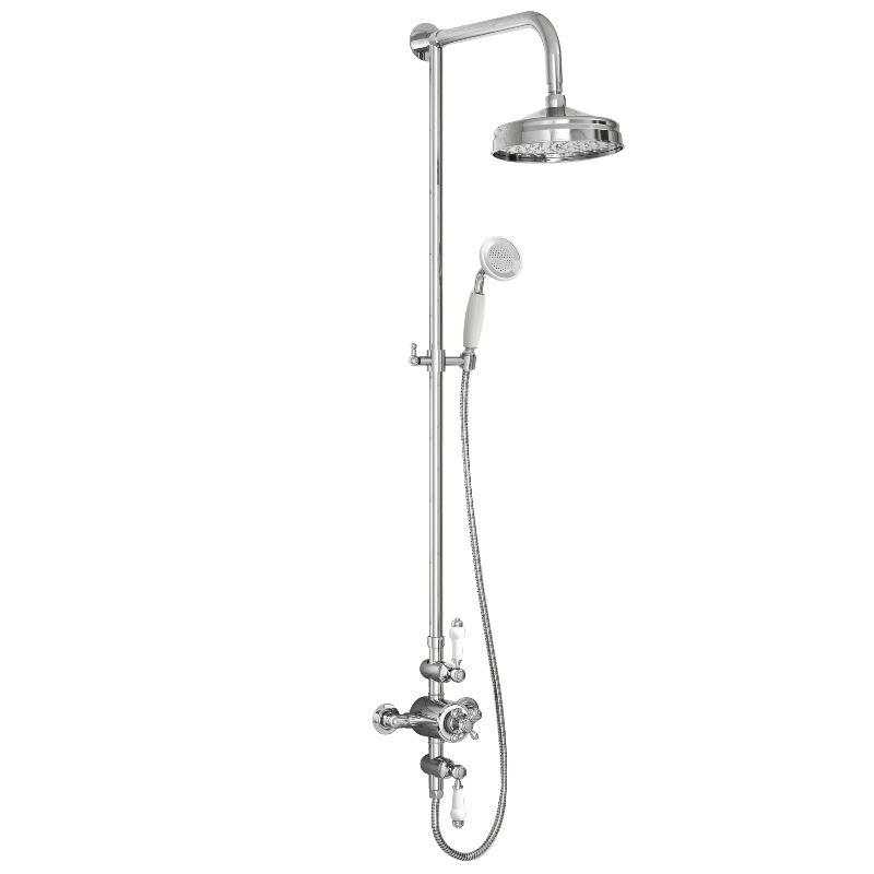 Traditional Rigid Riser Shower With Fixed Head & Handset