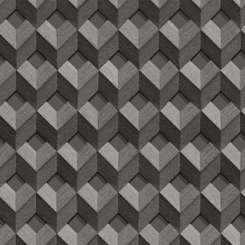 Geometric 3D Stitched Metallic Cube Feature Wallpaper