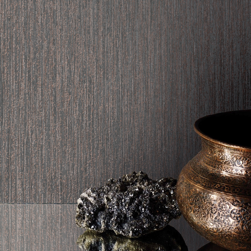 Indra Plain Texture Charcoal & Rose Gold Wallpaper