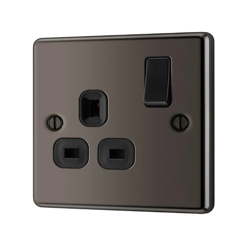 Black Nickel Single Switched Socket