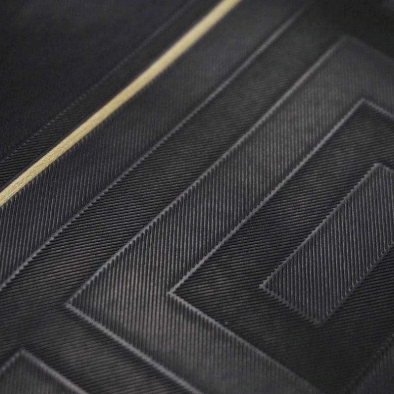 Versace Designer Greek Black Gold Stripe Wallpaper
