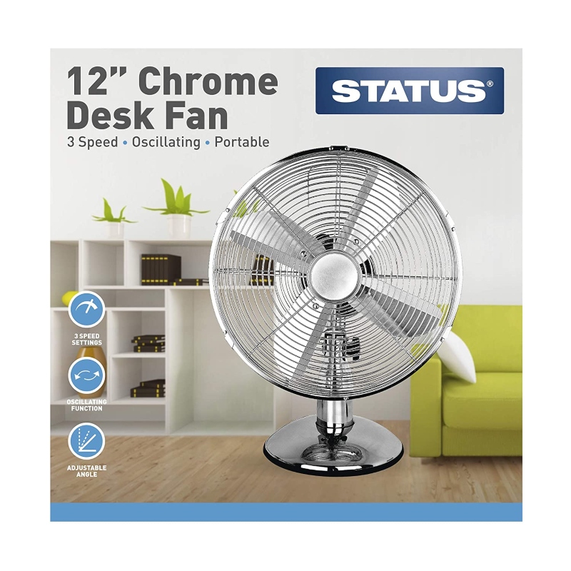 Chrome Desk Fan 12"
