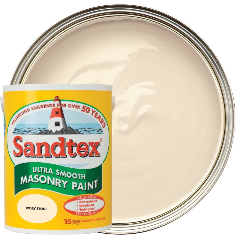Sandtex Ultra Smooth Ivory Stone Masonry Paint 5 litre