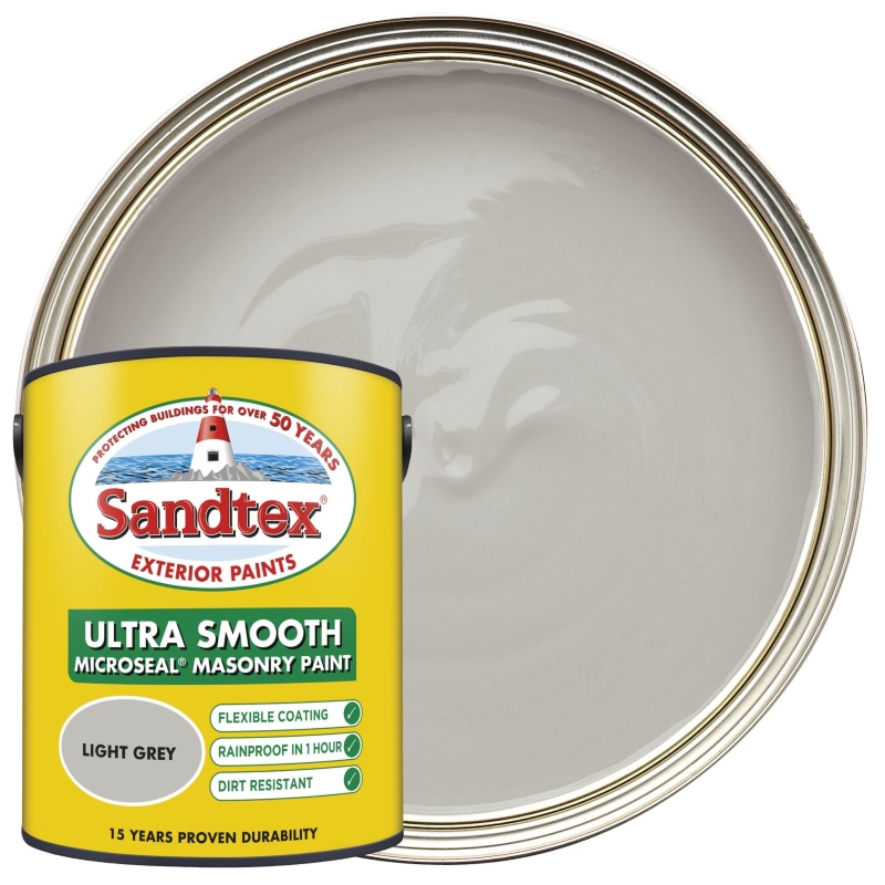 Sandtex Ultra Smooth Light Grey Masonry Paint 5 litre