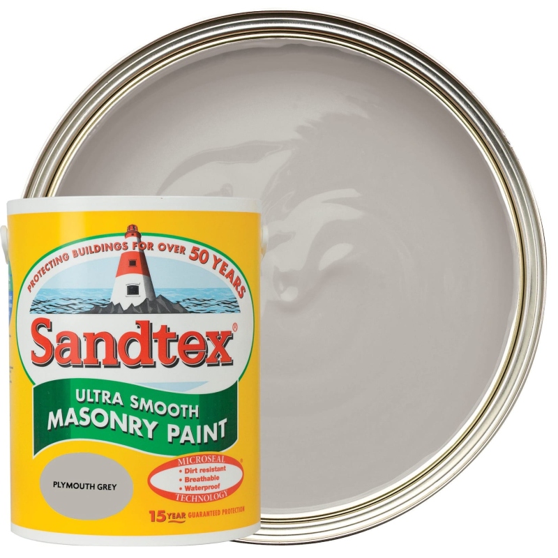 Sandtex Ultra Smooth Plymouth Grey Masonry Paint 5 litre
