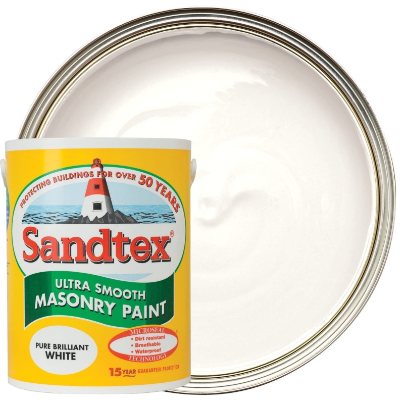 Sandtex Ultra Smooth Brilliant White Masonry Paint 5 litre