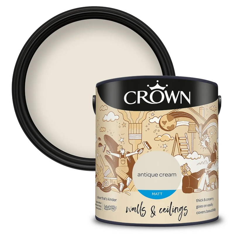 Crown Antique Cream Matt Emulsion Paint 2.5litre