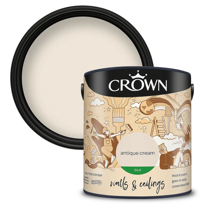 Crown Antique Cream Silk Emulsion Paint 2.5 litre