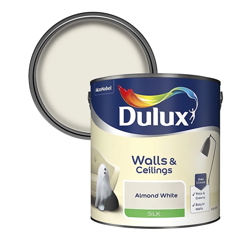Dulux Almond White Silk Emulsion Paint 2.5litre
