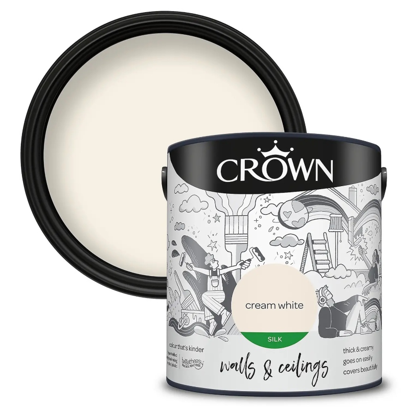 Crown Cream White Silk Emulsion Paint 2.5litre