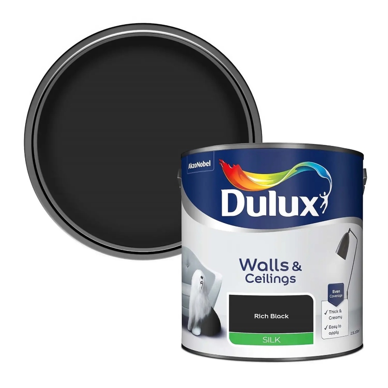 Dulux Rich Black Silk Emulsion Paint 2.5litre