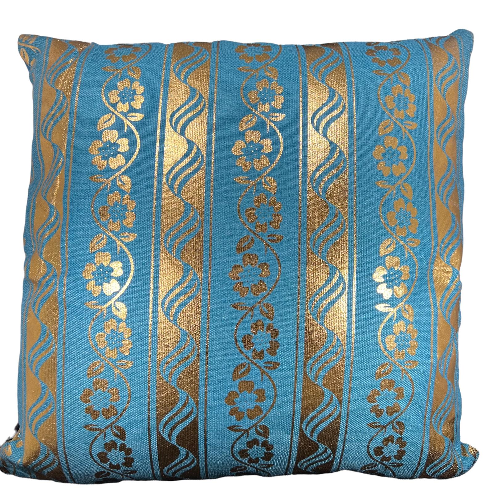 Floral Cushion Blue & Gold