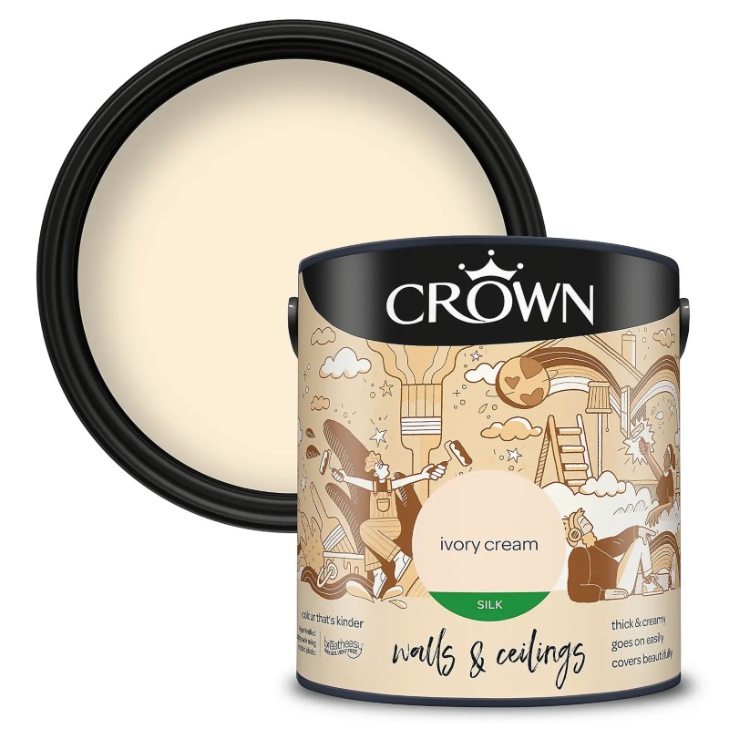 Crown Ivory Cream Silk Emulsion Paint 2.5litre