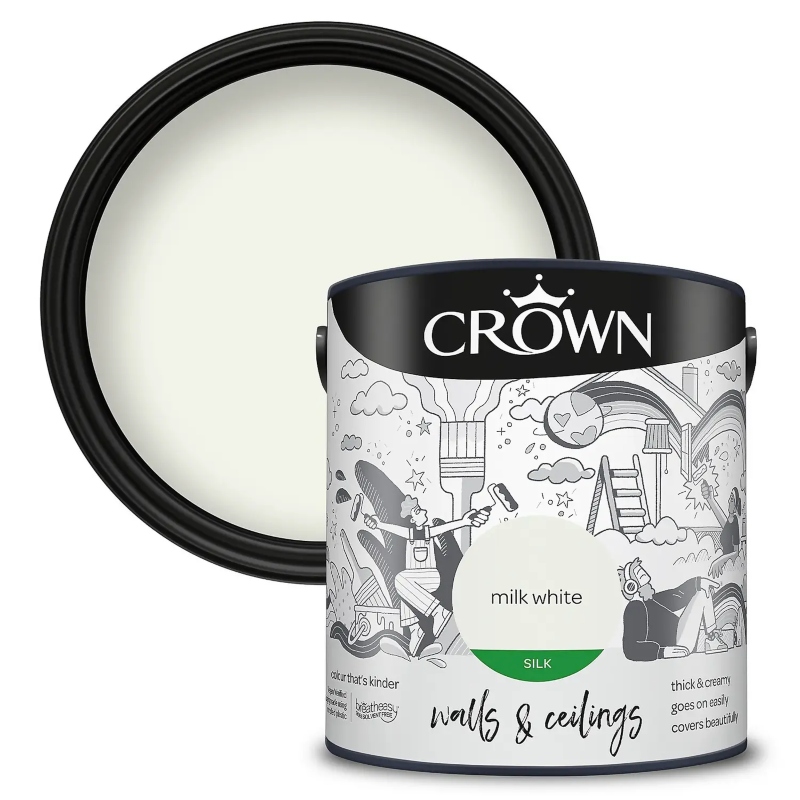 Crown Milk White Silk Emulsion Paint 2.5litre