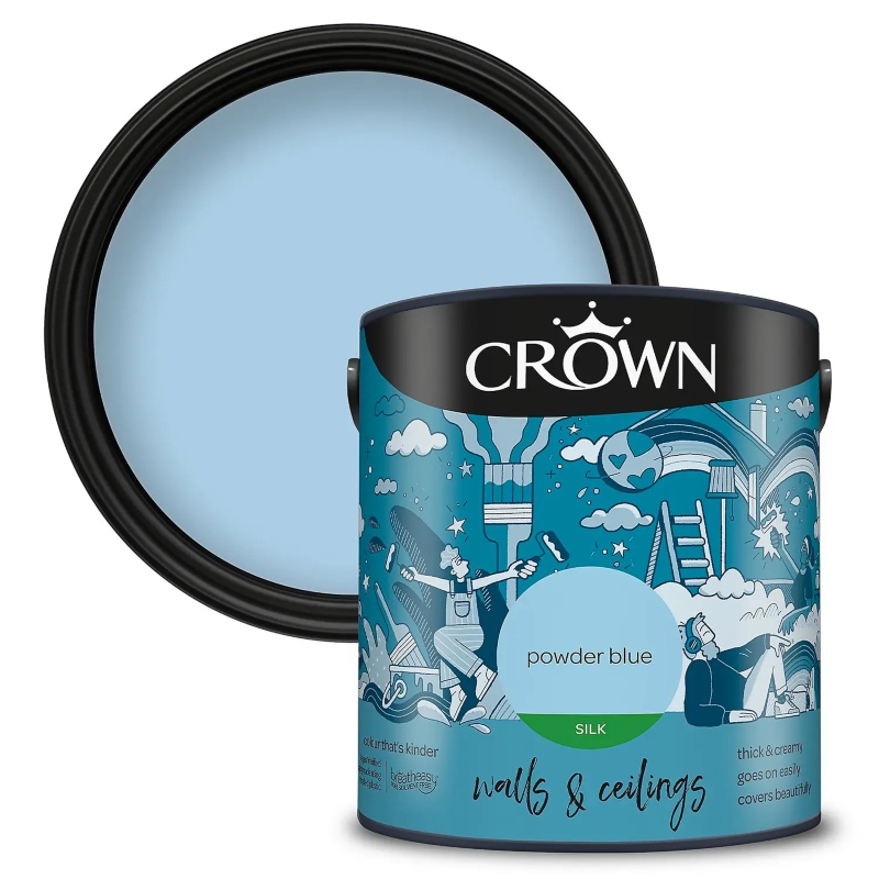 Crown Powder Blue Silk Emulsion Paint 2.5litre