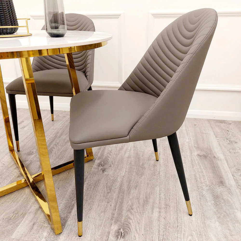 Alba Khaki Leather Dining Chair