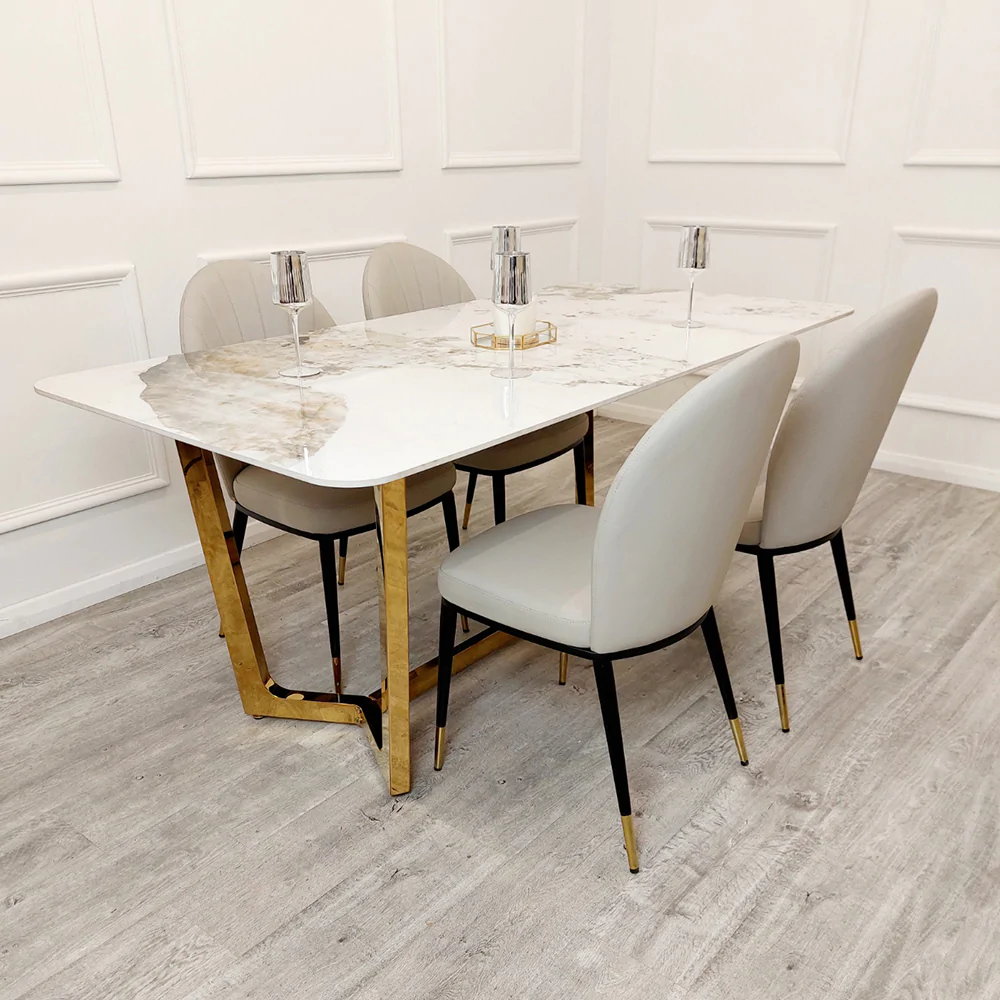 Gold Dining Table 1.8 With Pandora Gold Sintered Stone Top Lucien