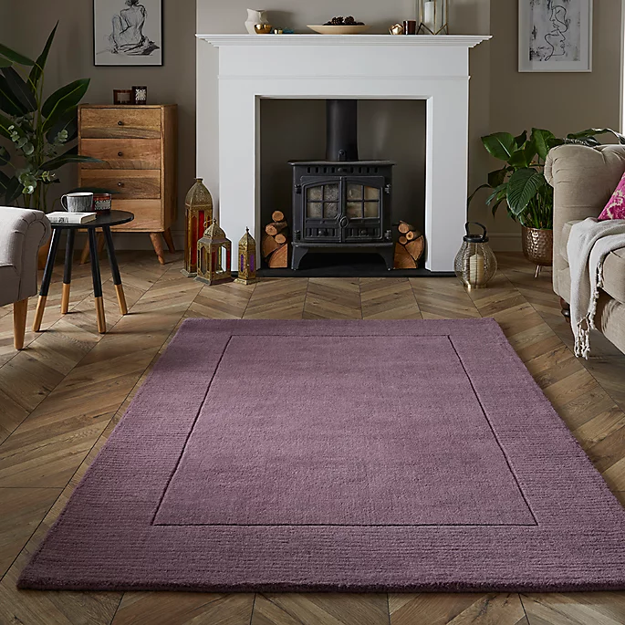 Mayfair Esme Mauve Wool Carpet Rug
