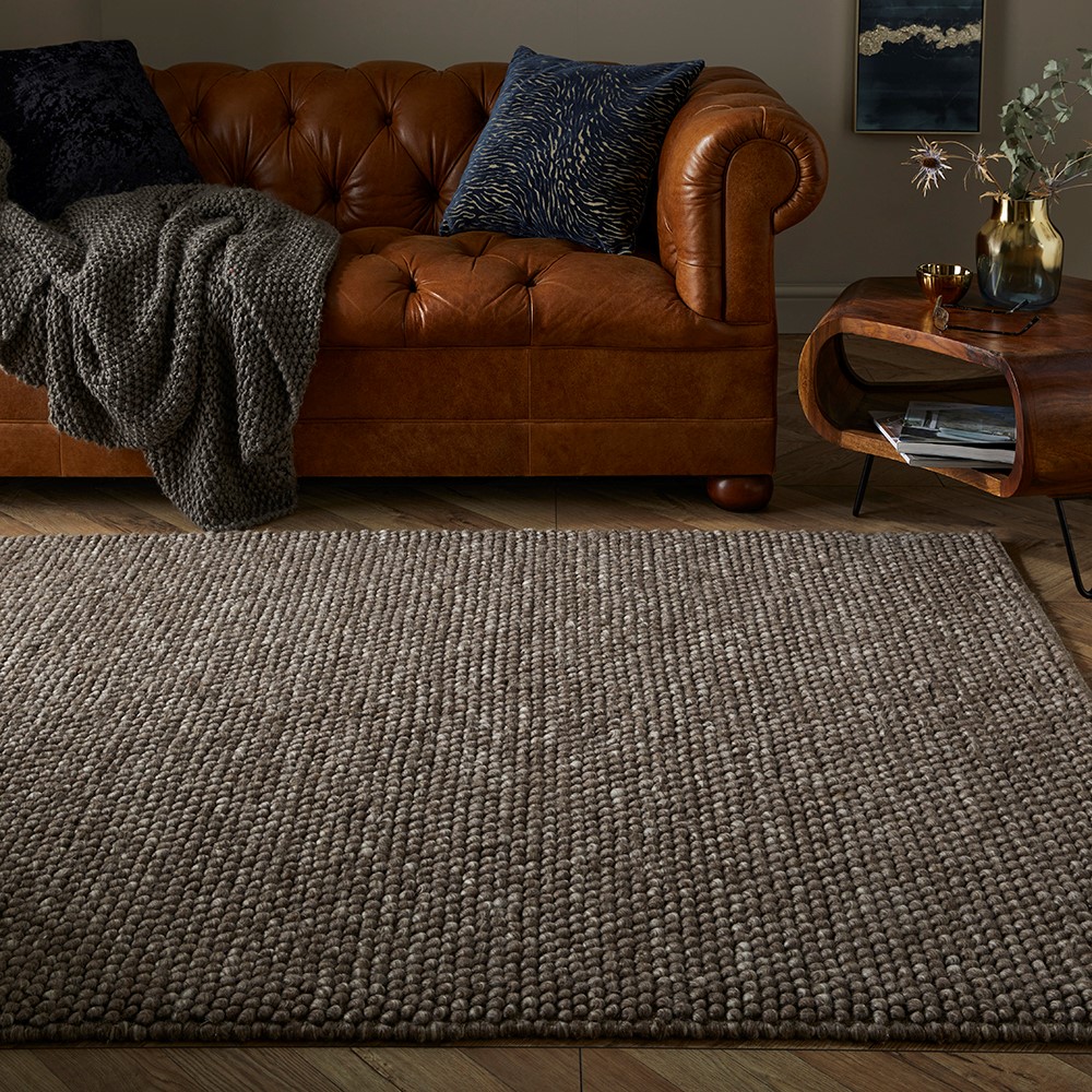 Mayfair Delilah Mottled Taupe Wool Pebble Carpet Rug