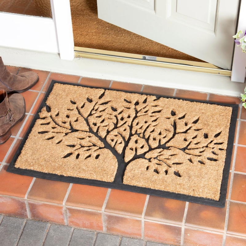Chadderton Tree of Life Rubber-Backed Coir Brush Doormat