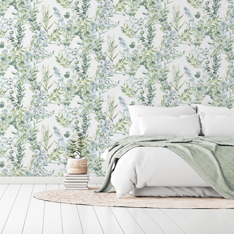 Green Tranquil Leaf Design Wallpaper