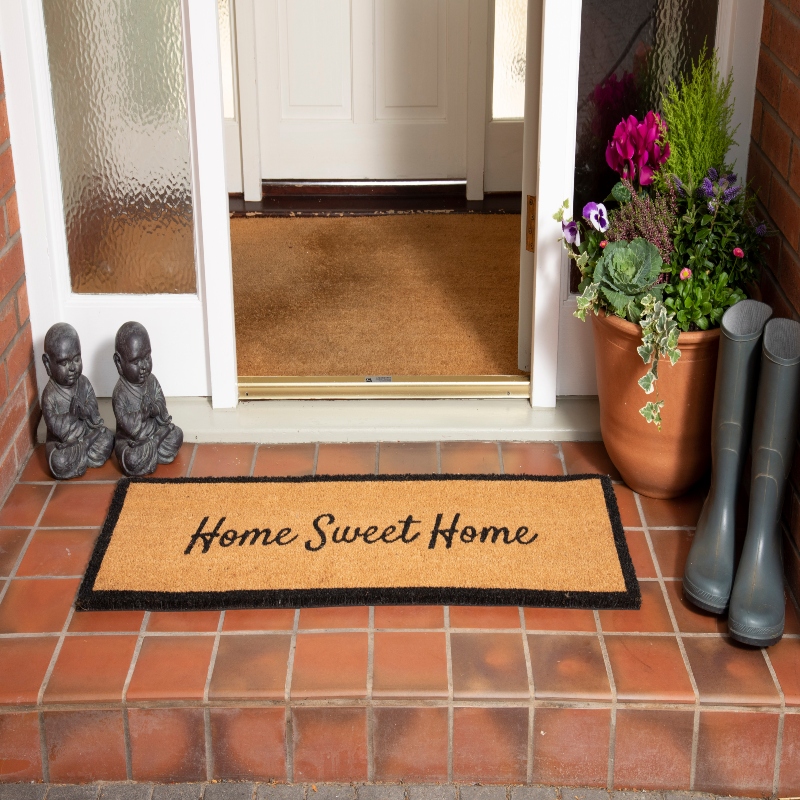 Astley Home Sweet Home Slogan Natural Printed PVC Backed Coir Doormat