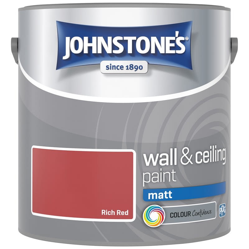 Johnstone’s Rich Red Matt Emulsion Paint 2.5litre