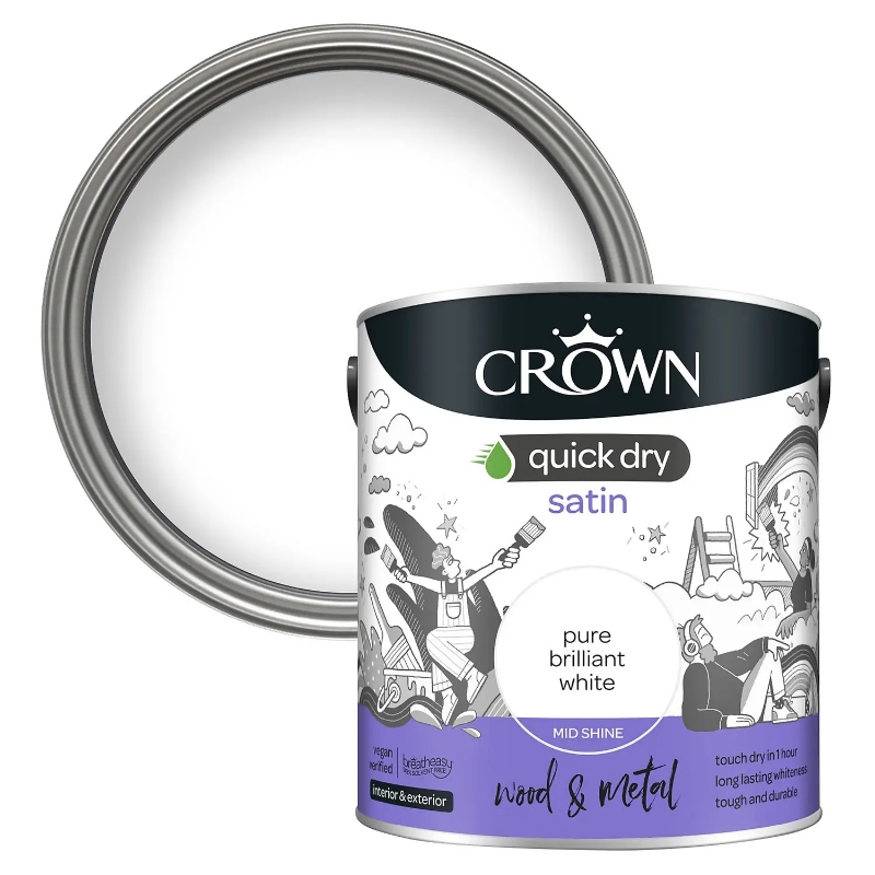 Crown Quick Dry Satin Pure Brilliant White 2.5litre