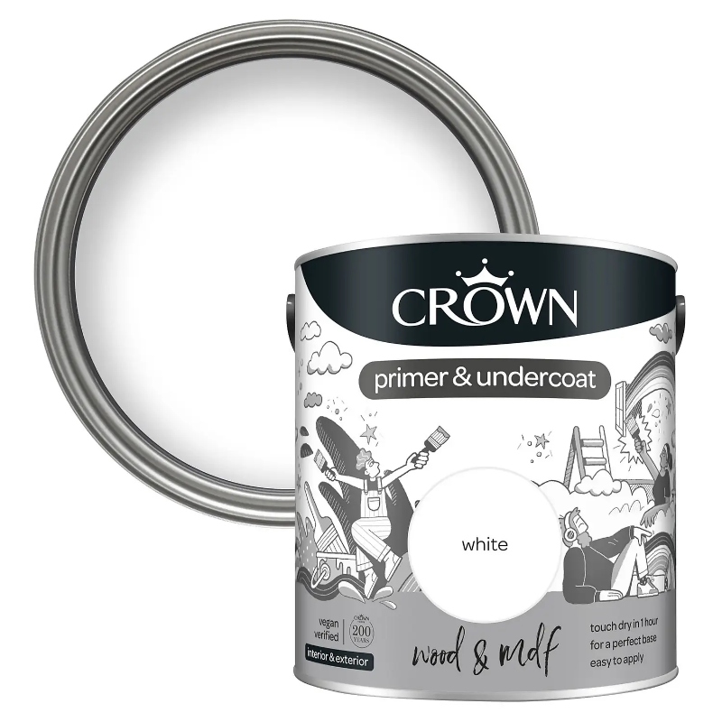 Crown Primer & Undercoat Pure Brilliant White 2.5litre